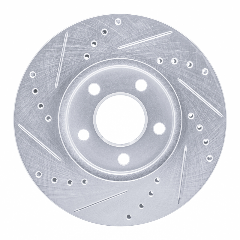 Chrysler Neon Brake Rotor (1) - Front Right - R1 Concepts - Drilled & Slotted - Silver - `00-`05